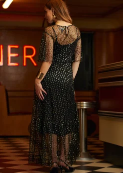 Hangzhou HS Fashion Corporation Ltd. Shimmer and Swish Midi Dress Black Online