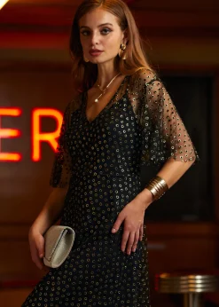 Hangzhou HS Fashion Corporation Ltd. Shimmer and Swish Midi Dress Black Online