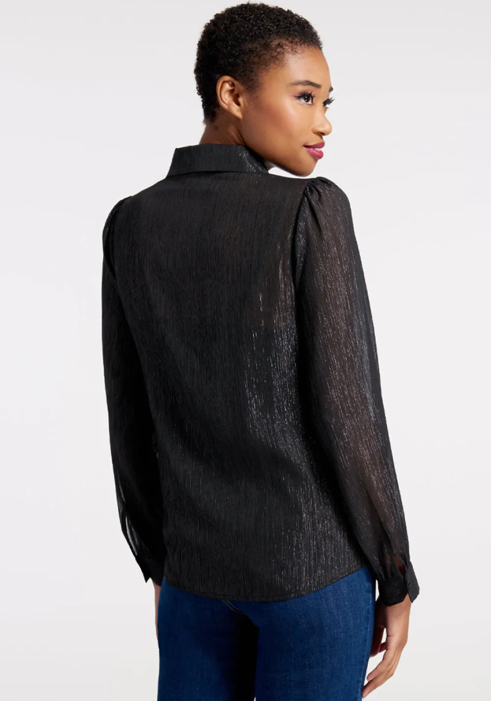 Princess Highway Shimmering Rainfall Button-Up Blouse Black Outlet