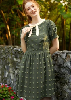 Sitting Pretty Collar Dress Olive Orchard Hot