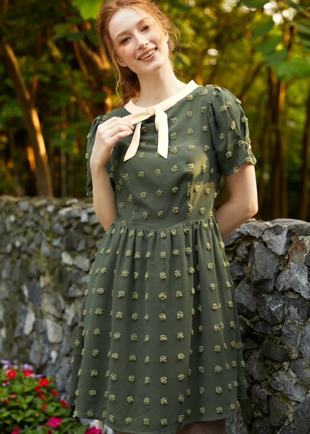 Sitting Pretty Collar Dress Olive Orchard Hot