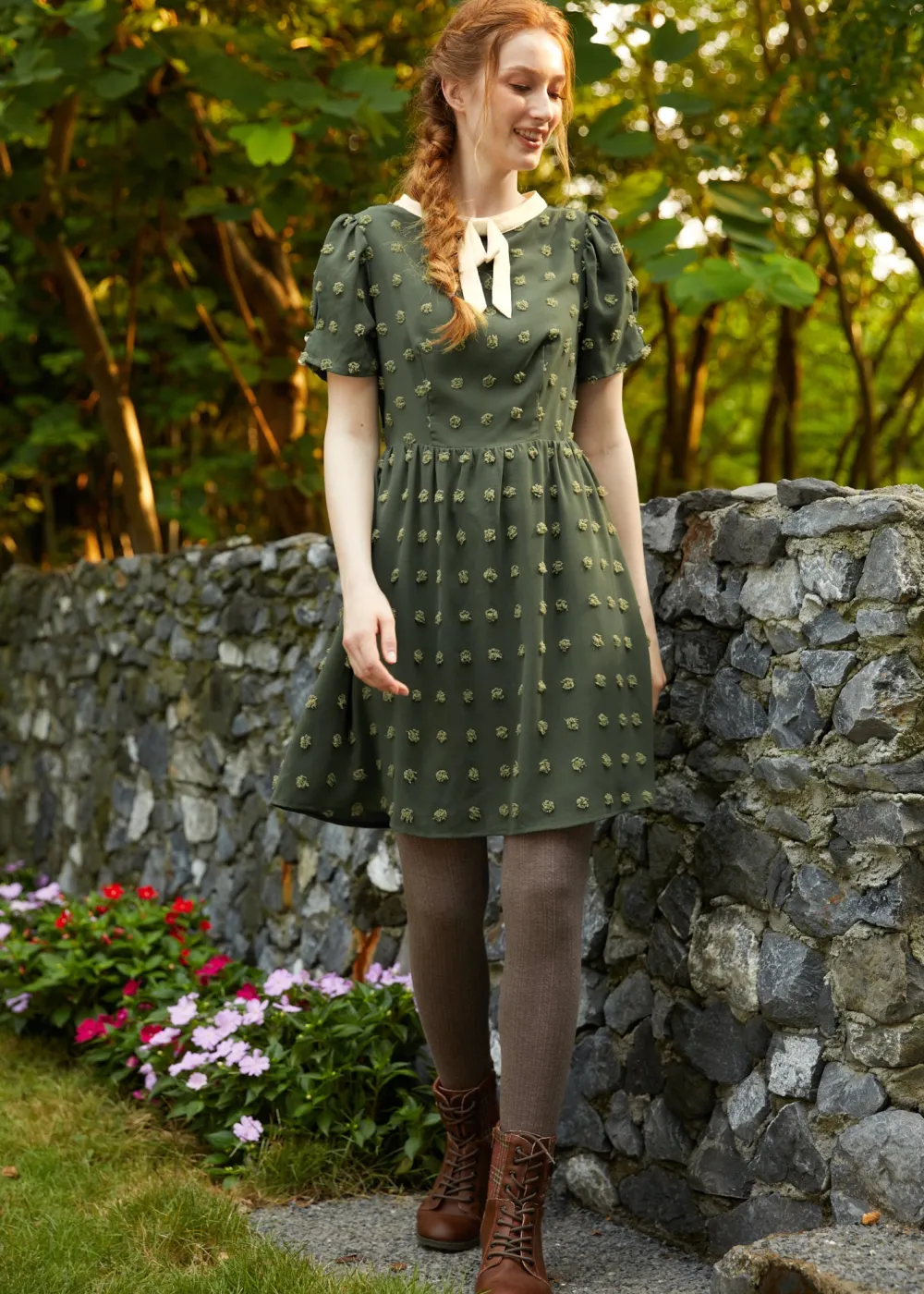 Sitting Pretty Collar Dress Olive Orchard Hot
