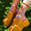 Smiley Face Daisy Sheer Crew Sock Sale