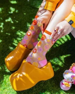 Smiley Face Daisy Sheer Crew Sock Sale