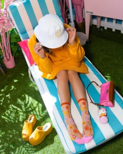 Smiley Face Daisy Sheer Crew Sock Sale
