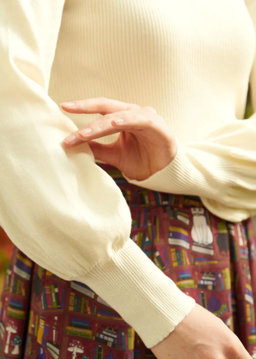 Sock Hop Sensation Long Sleeve Scoopneck top Moonlit Pearl