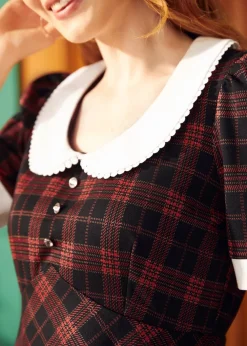 Soda Fountain Sweetie Empire Dress Cherry Grid Discount