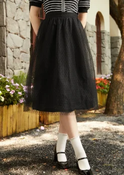 ModCloth Spotted Across The Room Skirt Black New