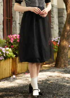 ModCloth Spotted Across The Room Skirt Black New