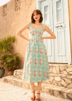 Squarely Charming Midi Dress Sage Skies Best