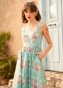 Squarely Charming Midi Dress Sage Skies Best