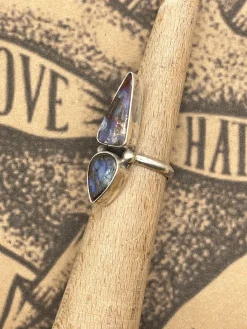 Sterling Silver Double Stone Ring Opal Clearance