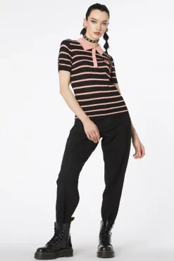Stripey Peach Collar Knit Online