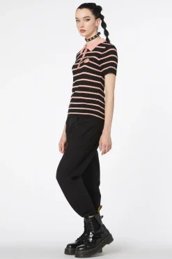 Stripey Peach Collar Knit Online