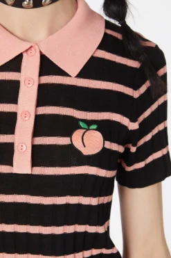 Stripey Peach Collar Knit Online