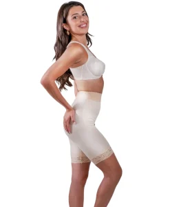 Style 518 | High Waist Light Shaping Bike Short | Satin 4-Way Stretch with Built-In Panty Outlet