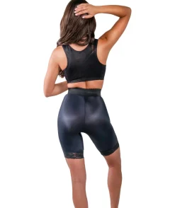 Style 518 | High Waist Light Shaping Bike Short | Satin 4-Way Stretch with Built-In Panty Outlet