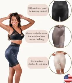 Style 518 | High Waist Light Shaping Bike Short | Satin 4-Way Stretch with Built-In Panty Outlet