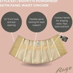 Style 821 | Shapette Powermesh Satin Panel Waist Cincher Discount