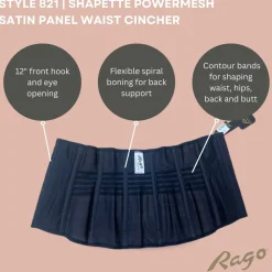 Style 821 | Shapette Powermesh Satin Panel Waist Cincher Discount