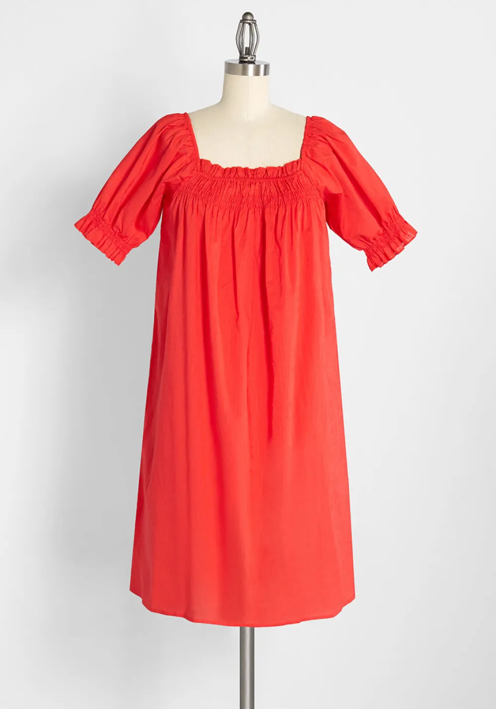 ModCloth Summertime Garden Stories Smocked Mini Dress Candy Red Clearance