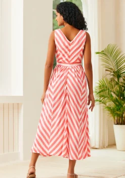 Sunbeam Striped Midi Dress Pink Stripe
