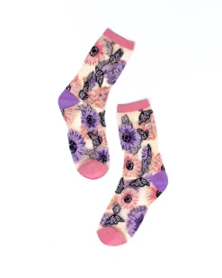 Sunflower Butterfly Sheer Crew Sock Best