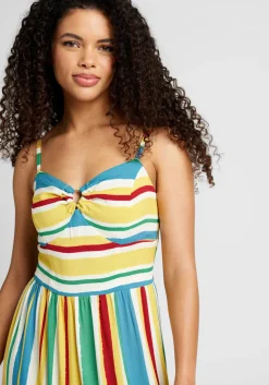 Hell Bunny Sunshine And Lollipops Maxi Dress Yellow Stripe Clearance