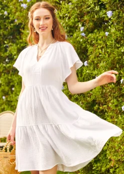 No Brand Sun-Soaked Cotton Dress White Clearance