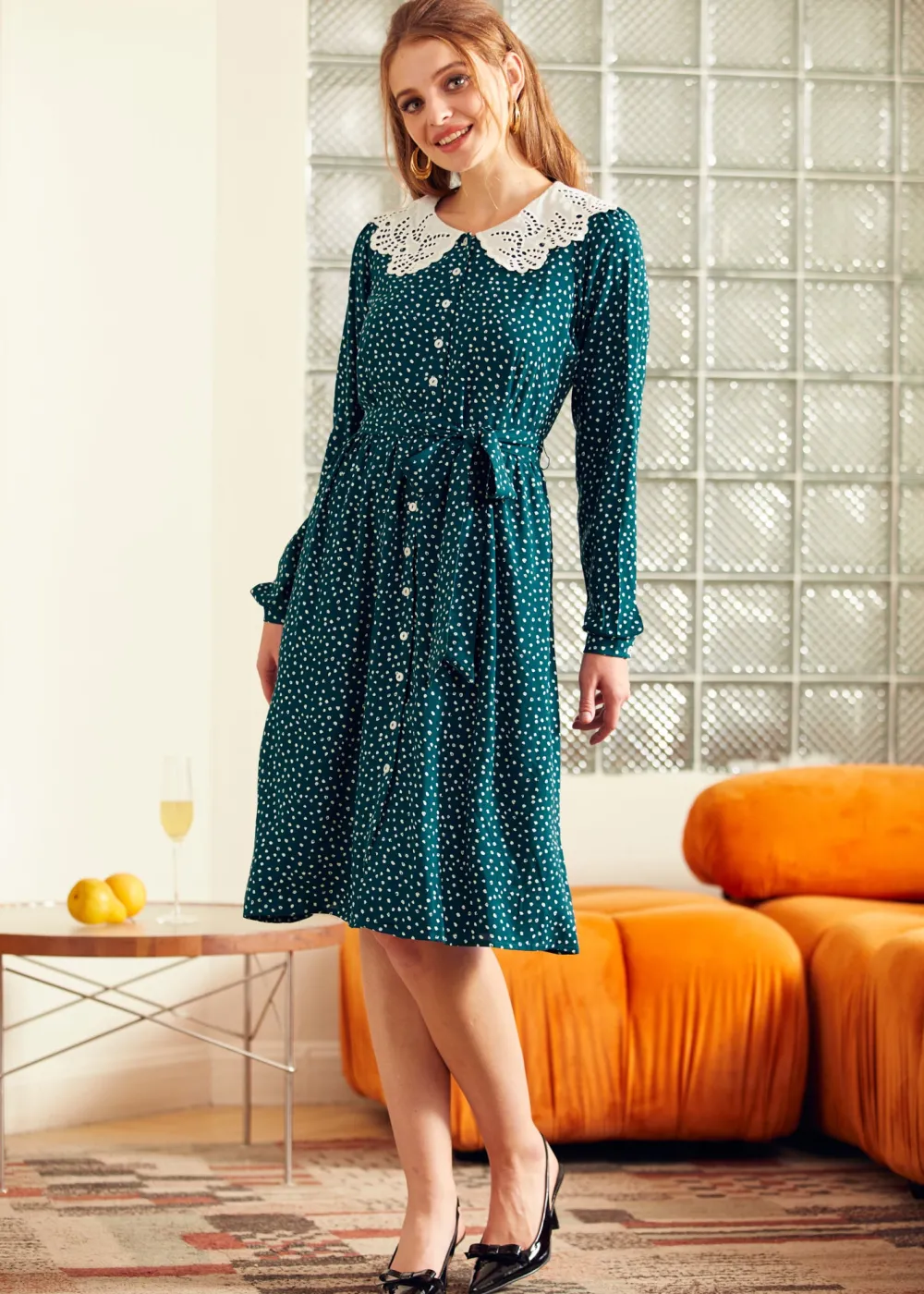 BTC Sway This Way Shirt Waist Dress All Over Emerald Best