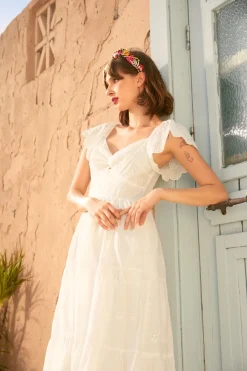 Sweetheart Soirée Twist-Front Midi Dress Milkglass White Clearance