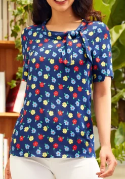 ModCloth Taken To Traveling Blouse Blue Best