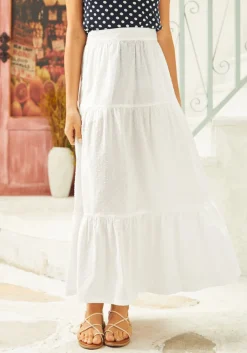 BTC Taste of Tuscany Tiered A-Line Skirt White Discount