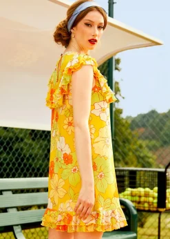 ModCloth That Tropical 'Frilling' Mesh Mini Dress Honolulu Floral Discount