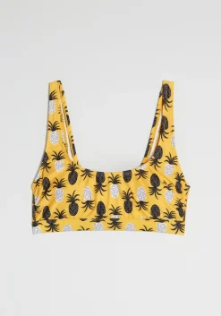 ModCloth The Billie Crop Bikini Top Yellow Pineapples Clearance