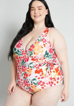 ModCloth The Bonita One-Piece Swimsuit White Floral Discount