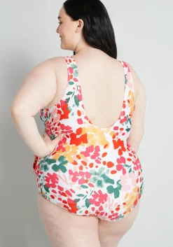 ModCloth The Bonita One-Piece Swimsuit White Floral Discount