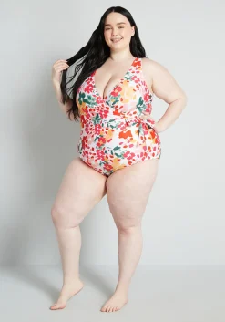 ModCloth The Bonita One-Piece Swimsuit White Floral Discount