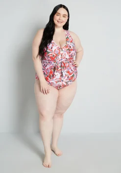 ModCloth The Bonita One-Piece Swimsuit Red Floral