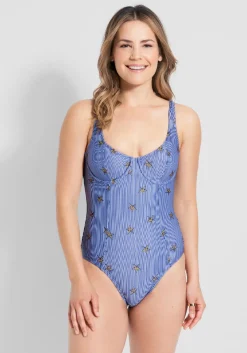Fortune Swimwear, LLC The Brandy Underwire One-Piece Swimsuit Blue Star/Stripes Discount