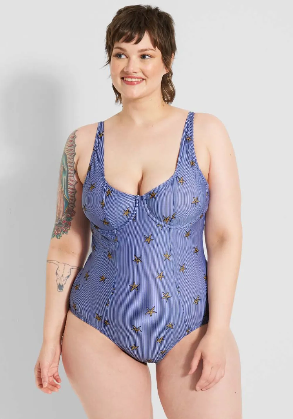 Fortune Swimwear, LLC The Brandy Underwire One-Piece Swimsuit Blue Star/Stripes Discount