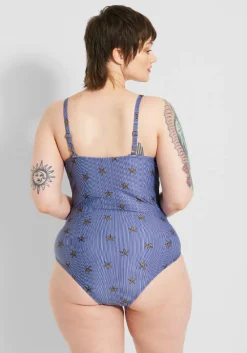 Fortune Swimwear, LLC The Brandy Underwire One-Piece Swimsuit Blue Star/Stripes Discount