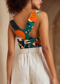 The Breezy Backdrop Top Monstera Marmalade Discount