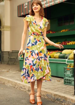 BTC The Brushstroke Breeze Wrap Dress Flora Outlet