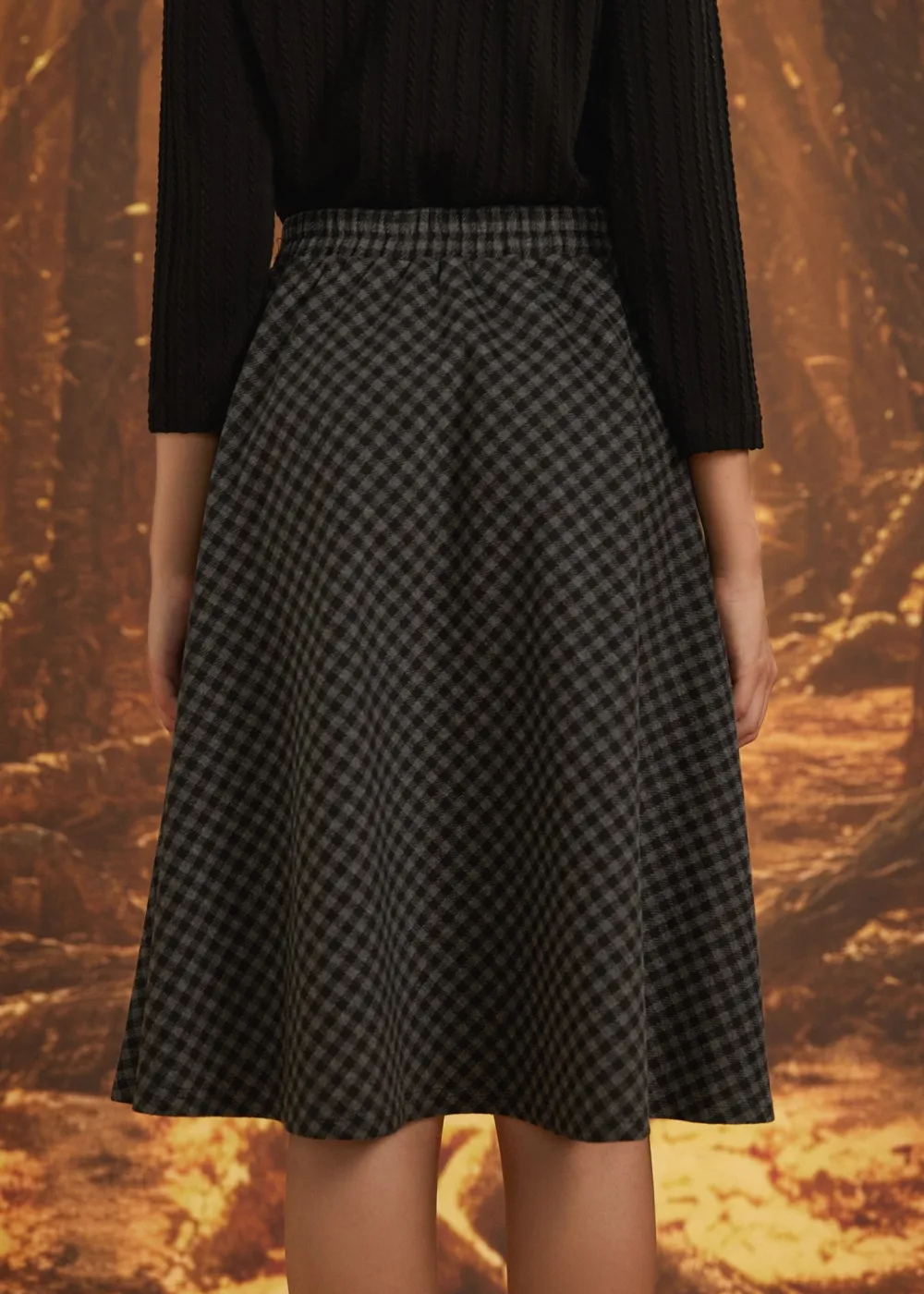 The Celestine Skirt Graphite Gingham Hot