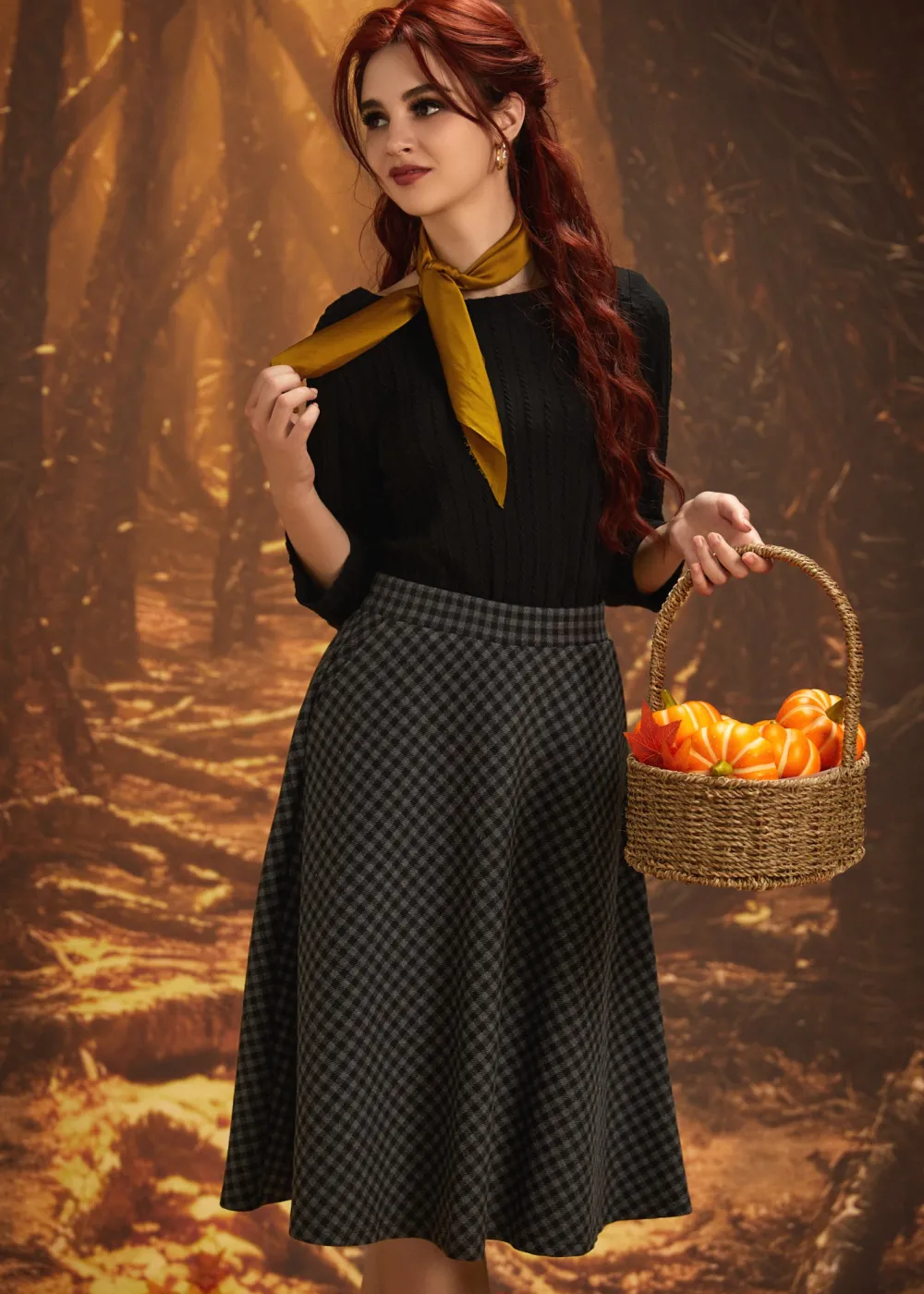 The Celestine Skirt Graphite Gingham Hot