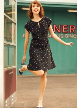 The Dot Dot Diner Dress Black Polka Hot