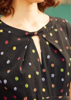 The Dot Dot Diner Dress Black Polka Hot