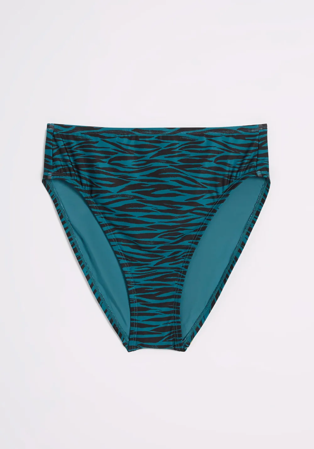 Fortune Swimwear, LLC The Franky High-Waisted Bikini Bottom Blue Zebra Hot