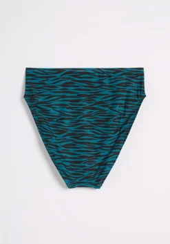 Fortune Swimwear, LLC The Franky High-Waisted Bikini Bottom Blue Zebra Hot